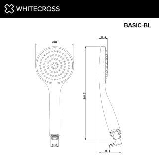 Душевая лейка 1 режим WHITECROSS BASIC-GLB брашированное золото